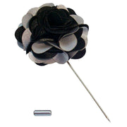 Bassin and Brown Floral Jacket Lapel Pin - Black/Light Grey