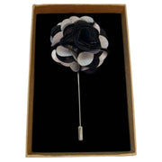 Bassin and Brown Floral Jacket Lapel Pin - Black/Light Grey