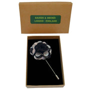 Bassin and Brown Floral Jacket Lapel Pin - Black/Light Grey