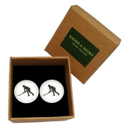 Bassin and Brown Hockey Player Cufflinks - White/Black