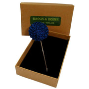 Bassin and Brown Large Flower Lapel Pin - Navy