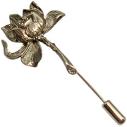 Bassin and Brown Lotus Flower Lapel Pin - Gold