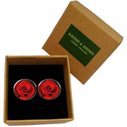 Bassin and Brown Rose Cufflinks - Red