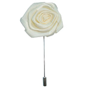 Bassin and Brown Rose Flower Lapel Pin - White