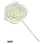 Bassin and Brown Rose Flower Lapel Pin - White