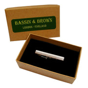 Bassin and Brown Textured Tie Bar - Silver