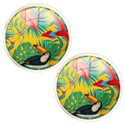 Bassin and Brown Tropical Birds Cufflinks - Yellow/Green/Blue