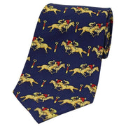 David Van Hagen Racing Jockeys Past The Post Country Silk Tie - Navy