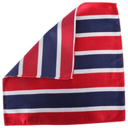 Knightsbridge Neckwear Striped Silk Pocket Square - Red/Silver/Navy
