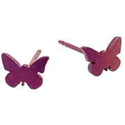 Ti2 Titanium Butterfly Shape 7mm Stud Earrings - Coffee Brown