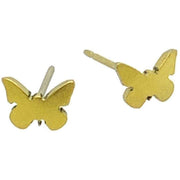 Ti2 Titanium Butterfly Shape 7mm Stud Earrings - Lemon Yellow