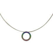 Ti2 Titanium Retro Small Pendant - Rainbow