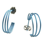 Ti2 Titanium Three Strand Hoop Earrings - Sky Blue