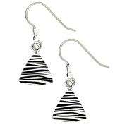 Ti2 Titanium Zebra Print Trillion Drop Earrings - Silver/Black